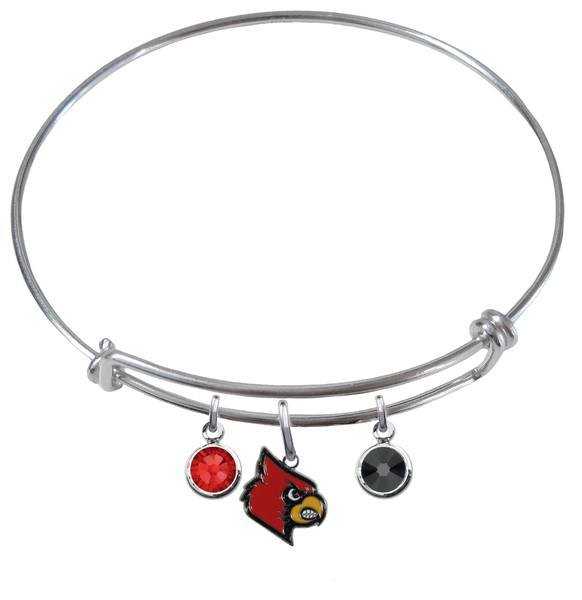 Louisville Cardinals Silver Tone Bangle Charm Bracelet, NCAA,Gift for Her  Mom