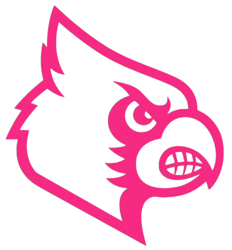 Louisville Cardinals HOT PINK Team Logo Premium DieCut Vinyl Decal PICK SIZE