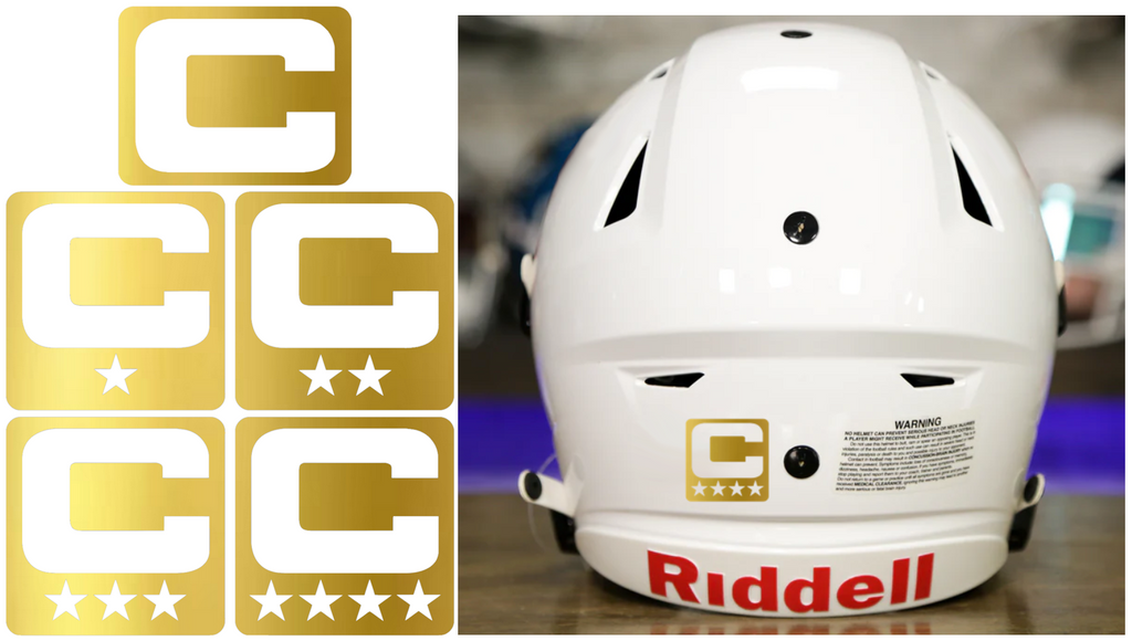 Captain Patch Jersey C Style METALLIC GOLD Football Helmet Decal - Perfect for Adult & Youth Full Size Football Helmets