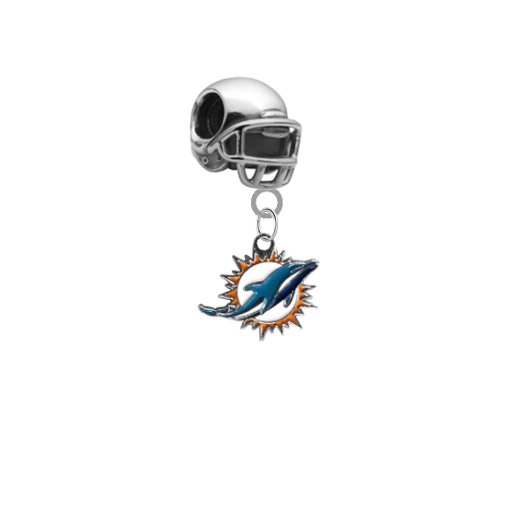 Miami Dolphins 3D Football Helmet Universal European Bracelet Charm (Pandora Compatible)