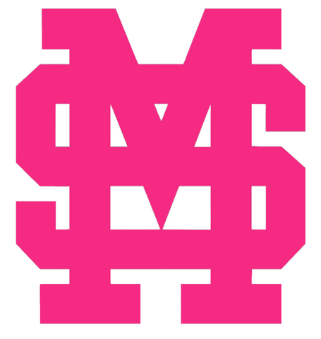 Mississippi State Bulldogs HOT PINK MS Logo Premium DieCut Vinyl Decal PICK SIZE