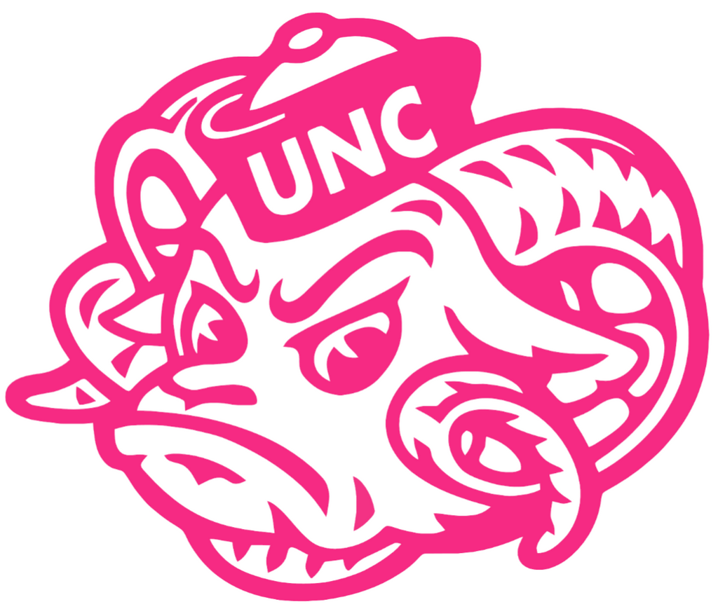 North Carolina Tar Heels HOT PINK Rameses Mascot Logo Premium DieCut Vinyl Decal PICK SIZE