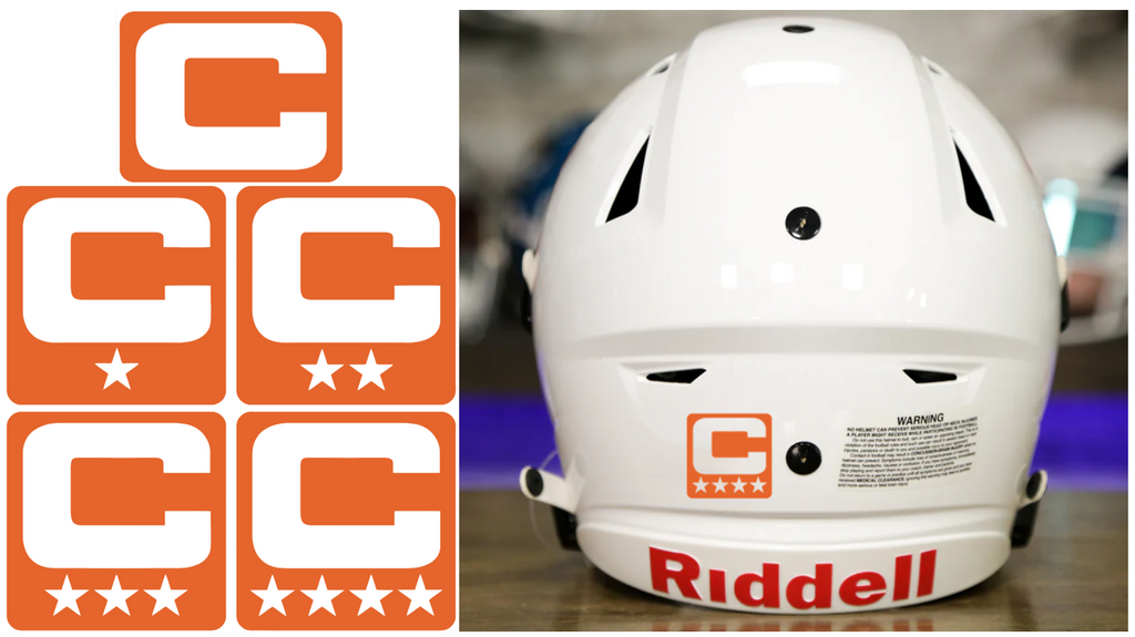 Captain Patch Jersey C Style ORANGE Football Helmet Decal - Perfect for Adult & Youth Full Size Football Helmets