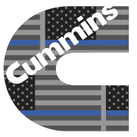 Cummins Diesel Truck Logo THIN BLUE LINE American Flag Premium DieCut Vinyl Decal PICK SIZE