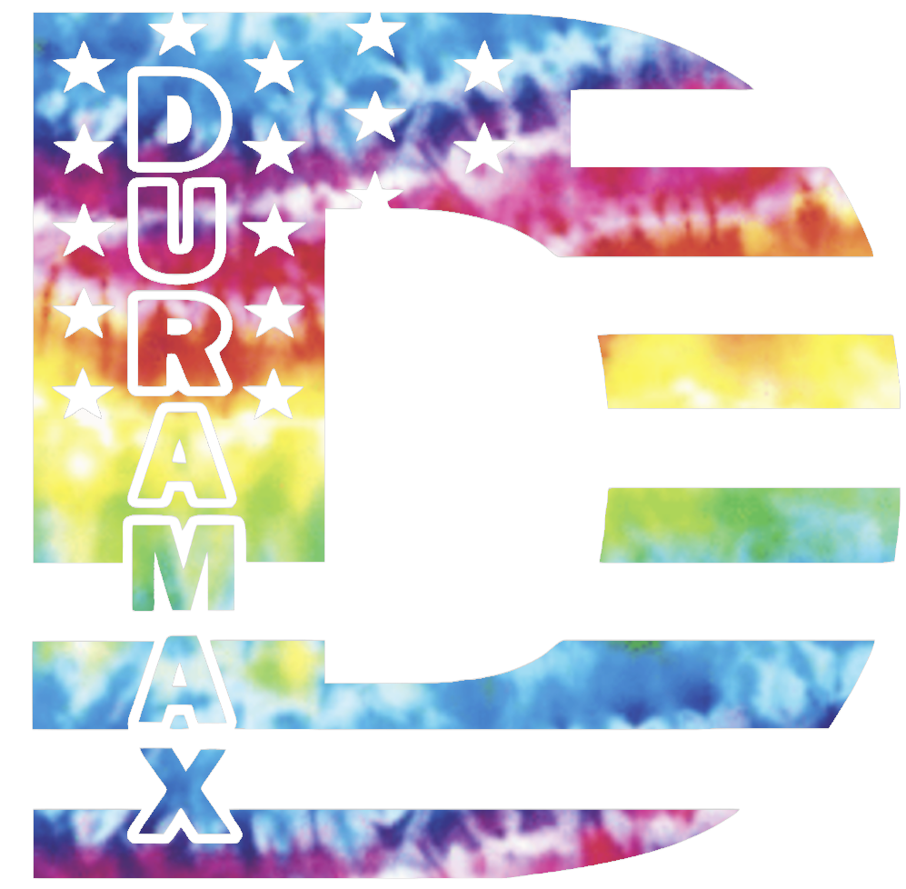 Duramax Diesel Stars & Stripes USA Flag Truck Logo Tie Dye Crucial Catch Cancer Premium DieCut Vinyl Decal PICK SIZE