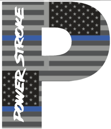 Powerstroke Diesel Truck Logo THIN BLUE LINE Premium DieCut Vinyl Decal PICK SIZE