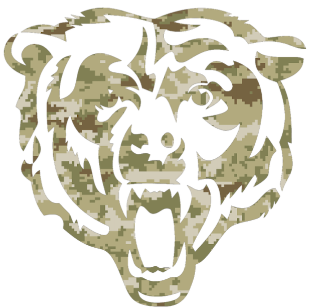 Chicago Bears Salute to Service Screaming Bear Logo Camouflage Camo Vinyl Decal PICK SIZE