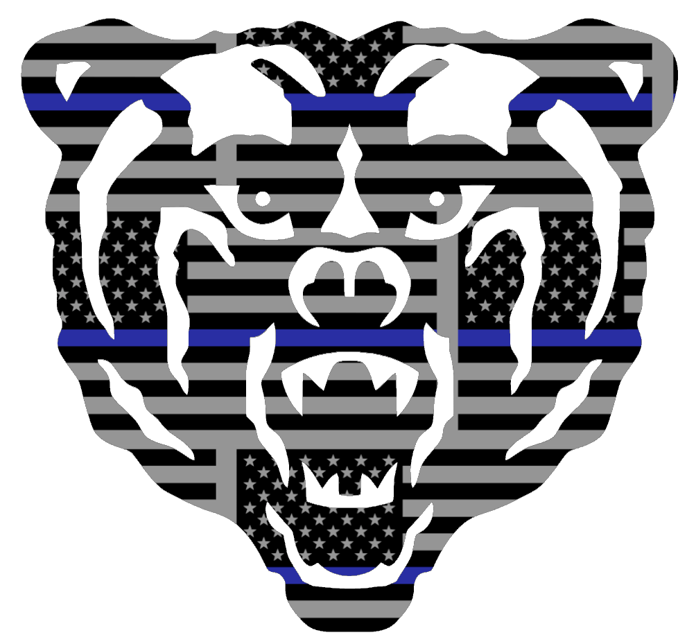 Mercer Bears Mascot Logo Thin Blue Line American Flag Premium DieCut Vinyl Decal PICK SIZE