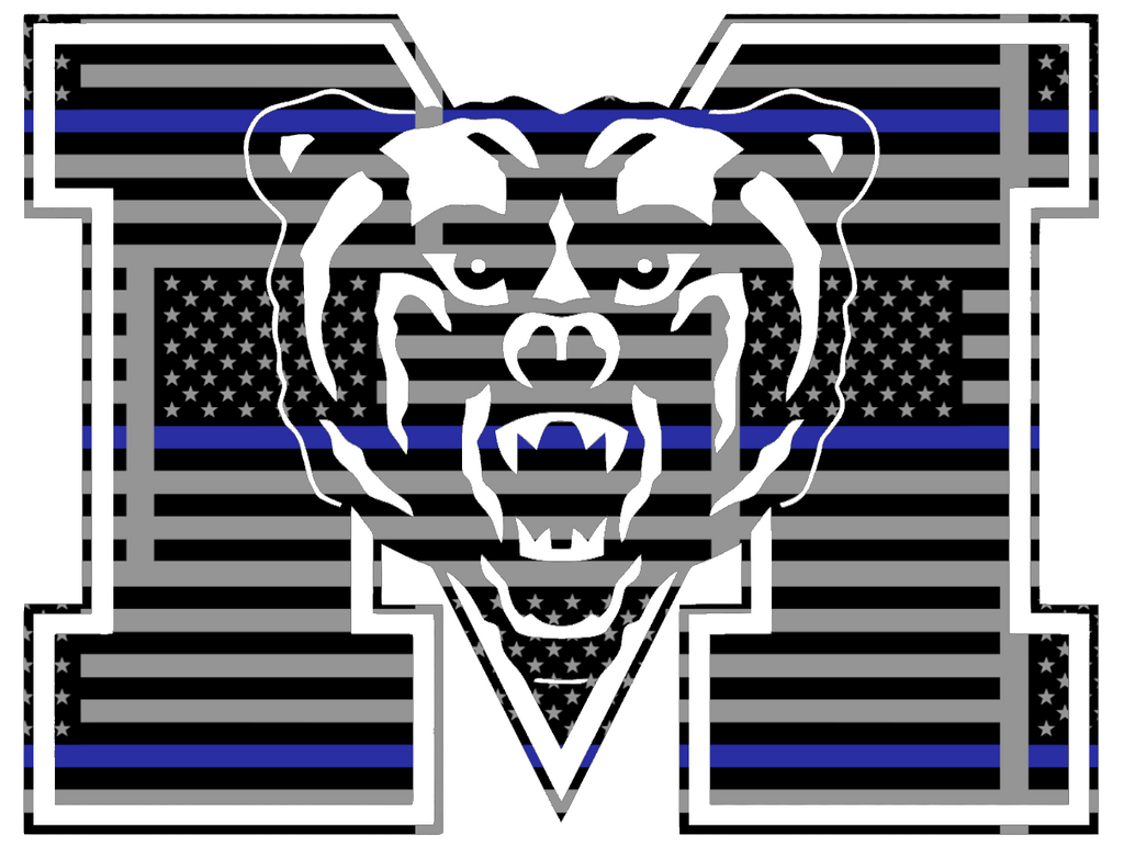 Mercer Bears Team Logo Thin Blue Line American Flag Premium DieCut Vinyl Decal PICK SIZE