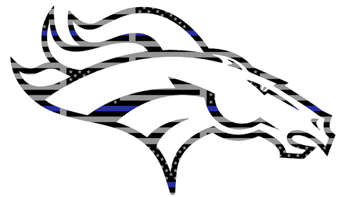 Denver Broncos Thin Blue Line Team Logo American Flag Premium DieCut Vinyl Decal PICK SIZE