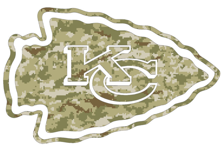 Kansas City Chiefs Salute to Service Team Logo Camouflage Camo Vinyl Decal PICK SIZE