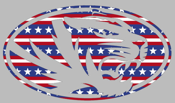 Missouri Tigers Team Logo Stars & Stripes USA American Flag Vinyl Decal PICK SIZE