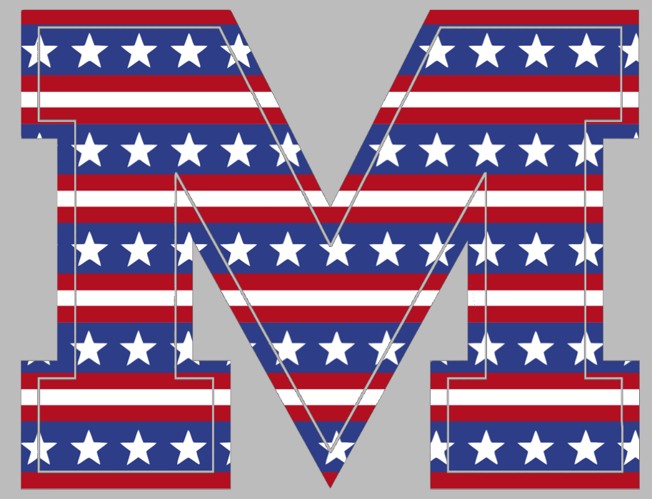 Ole Miss Mississippi Rebels M Logo Stars & Stripes USA American Flag Vinyl Decal PICK SIZE