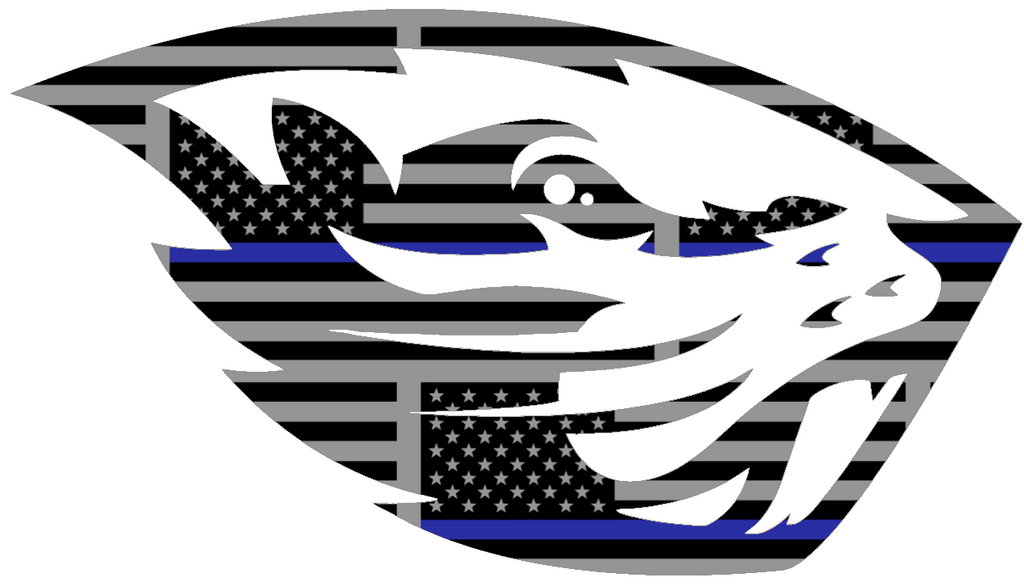 Oregon State Beavers Team Logo Thin Blue Line American Flag Premium DieCut Vinyl Decal PICK SIZE