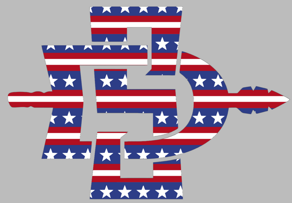 San Diego State Aztecs Team Logo Stars & Stripes USA American Flag Vinyl Decal PICK SIZE