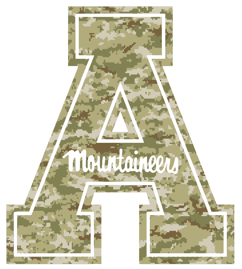 Appalachian State Mountaineers Team Logo Salute to Service Camouflage Camo Vinyl Decal PICK SIZE