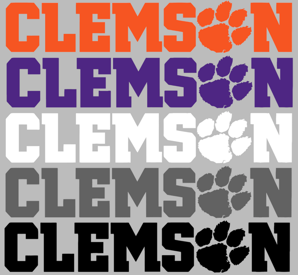 Clemson Tigers Team Name Logo Premium DieCut Vinyl Decal PICK COLOR & SIZE