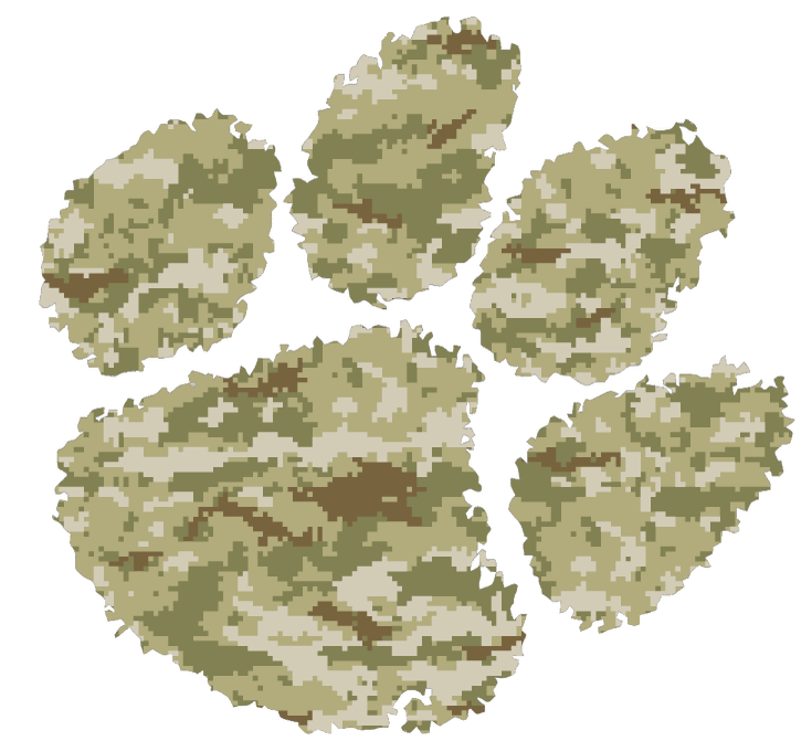 Clemson Tigers Team Logo Salute to Service Camouflage Camo Vinyl Decal PICK SIZE