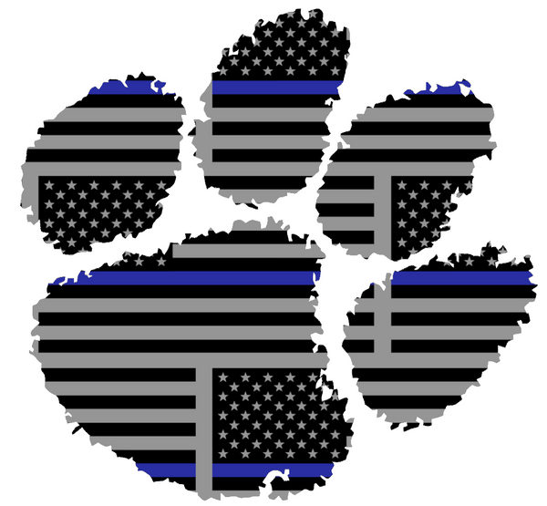 Clemson Tigers Team Logo Thin Blue Line American Flag Premium DieCut Vinyl Decal PICK SIZE