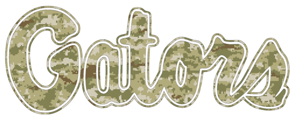 Florida Gators Script Logo Salute to Service Camouflage Camo Vinyl Decal PICK SIZE