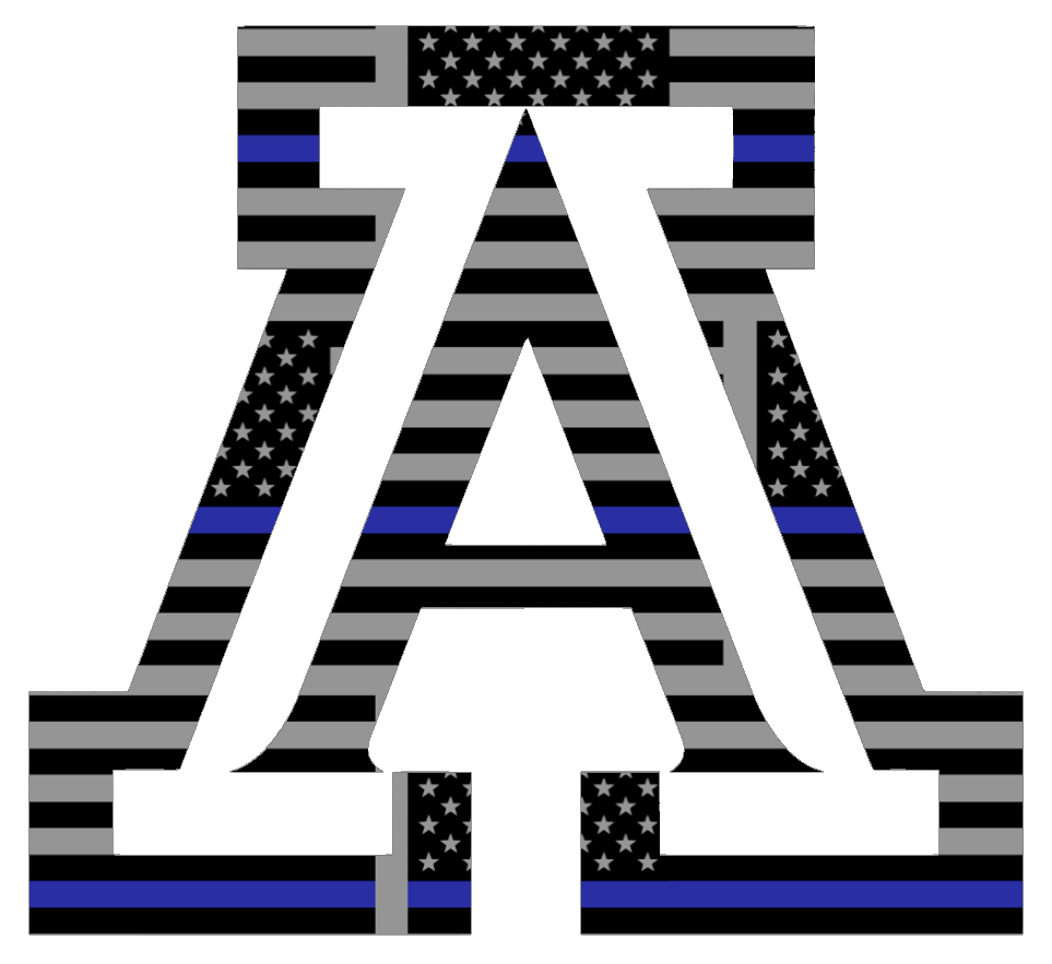 Arizona Wildcats Team Logo Thin Blue Line American Flag Premium DieCut Vinyl Decal PICK SIZE