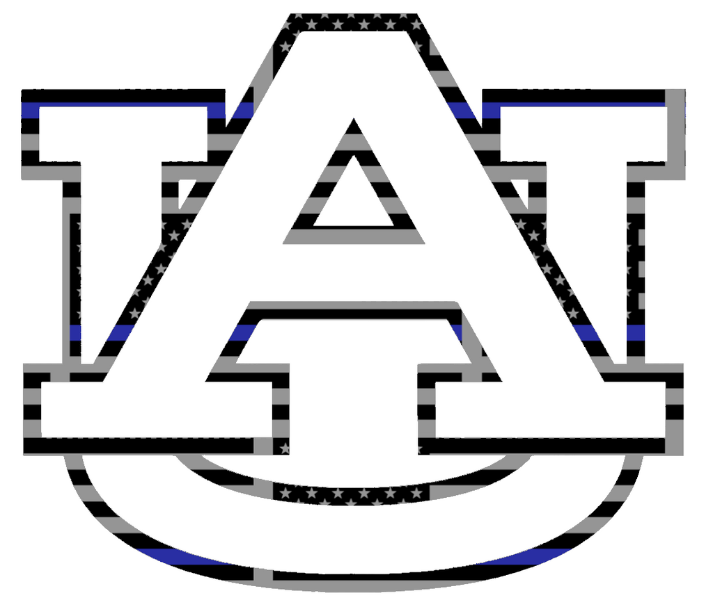 Auburn Tigers Team Logo Thin Blue Line American Flag Premium DieCut Vinyl Decal PICK SIZE