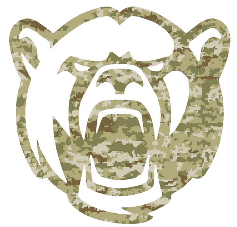 Baylor Bears Mascot Logo Salute to Service Camouflage Camo Vinyl Decal PICK SIZE