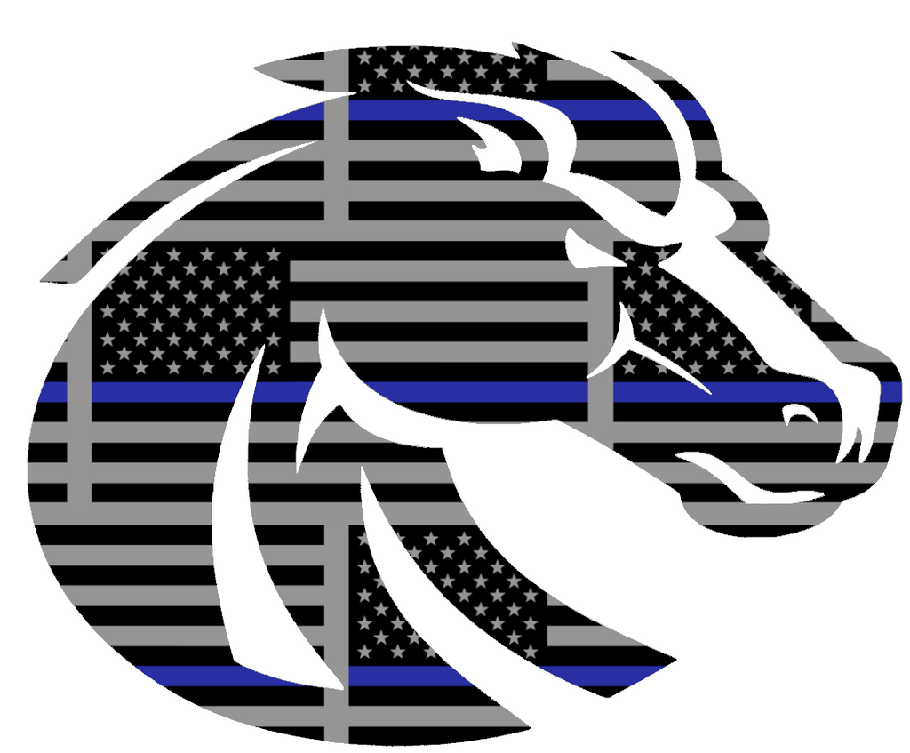 Boise State Broncos Team Logo Thin Blue Line American Flag Premium DieCut Vinyl Decal PICK SIZE