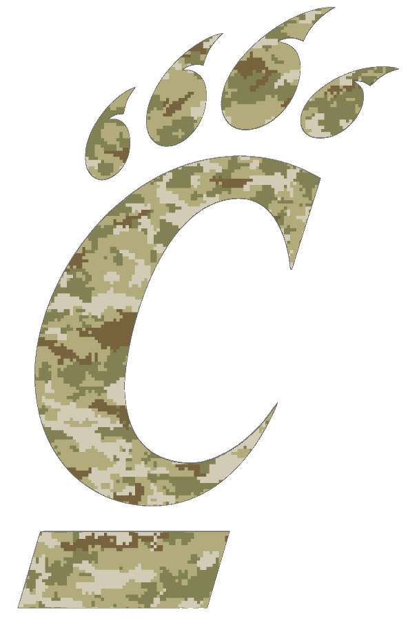 Cincinnati Bearcats Team Logo Salute to Service Camouflage Camo Vinyl Decal PICK SIZE