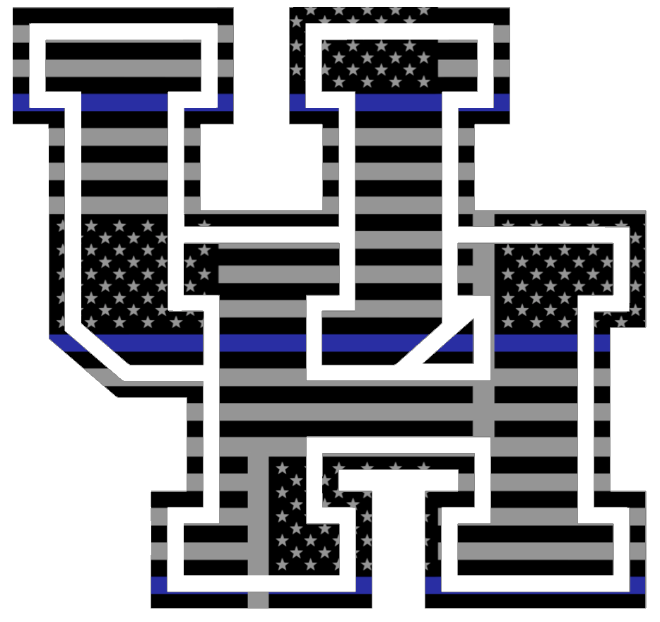 Houston Cougars Team Logo Thin Blue Line American Flag Premium DieCut Vinyl Decal PICK SIZE