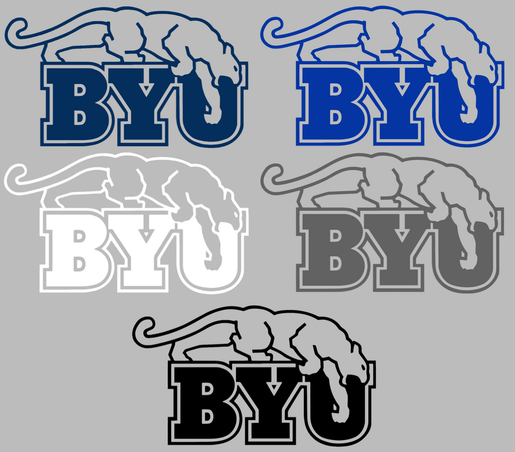 BYU Brigham Young Cougars Retro Throwback Logo Premium DieCut Vinyl Decal PICK COLOR & SIZE