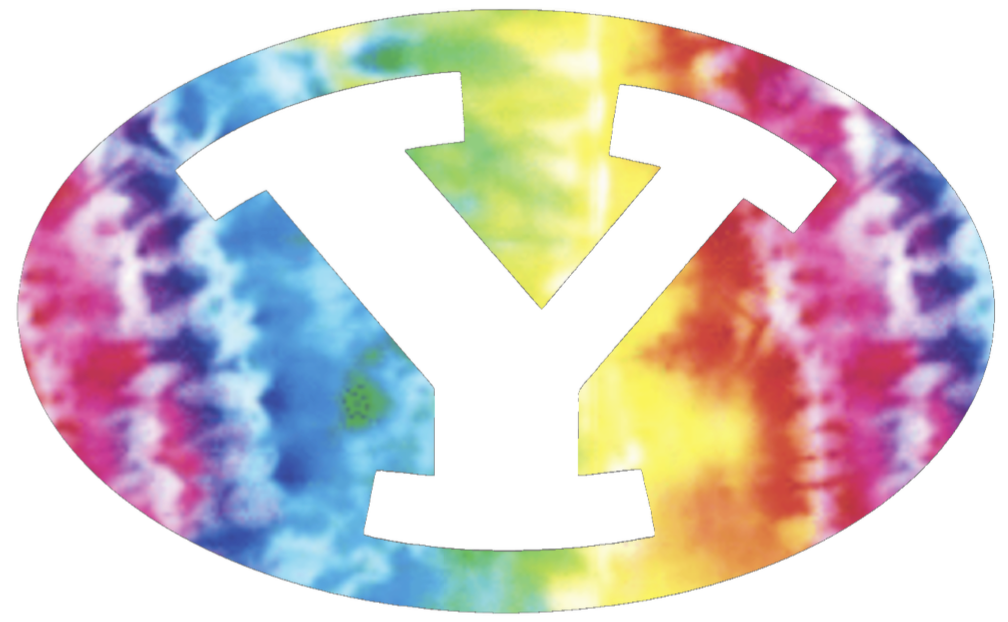 BYU Brigham Young Cougars Team Logo Crucial Catch Cancer Tie Dye Vinyl Decal PICK SIZE