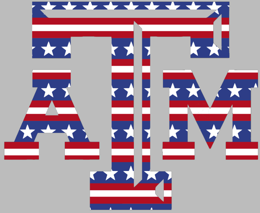 Texas A&M Aggies Team Logo Stars & Stripes USA American Flag Vinyl Decal PICK SIZE