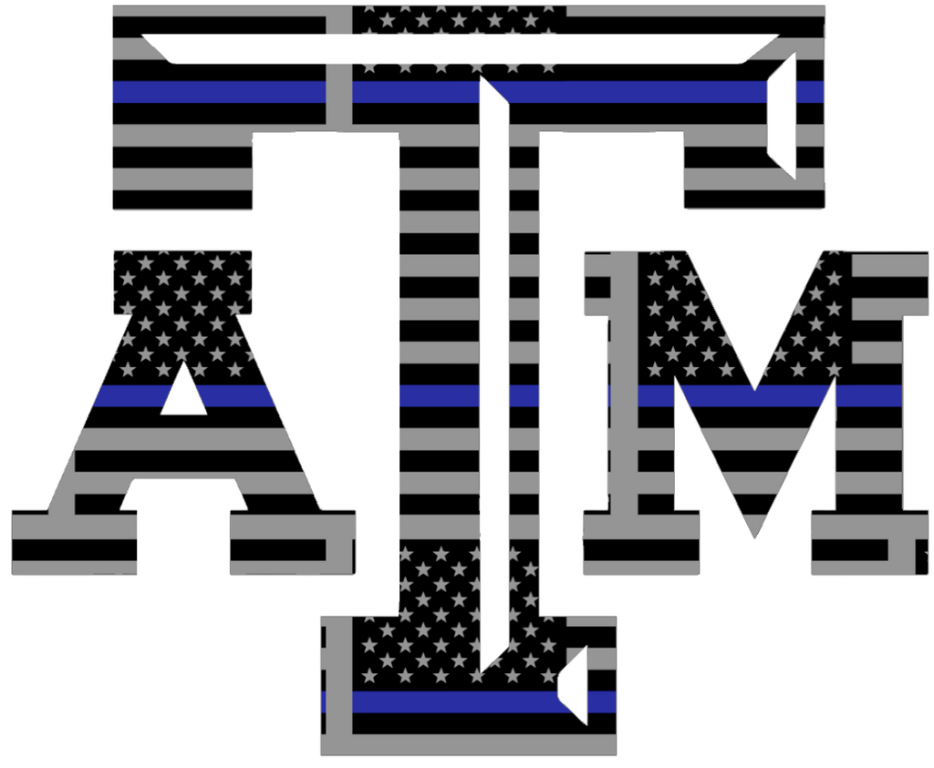 Texas A&M Aggies Team Logo Thin Blue Line American Flag Premium DieCut Vinyl Decal PICK SIZE