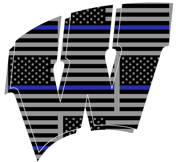 Wisconsin Badgers Team Logo Thin Blue Line American Flag Premium DieCut Vinyl Decal PICK SIZE