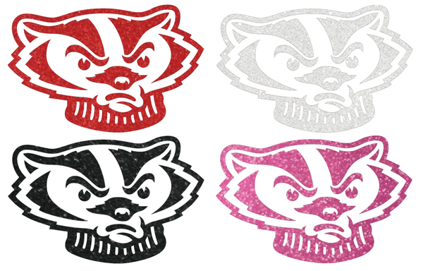 Wisconsin Badgers Metallic Sparkle Bucky Mascot Logo Premium DieCut Vinyl Decal PICK COLOR & SIZE