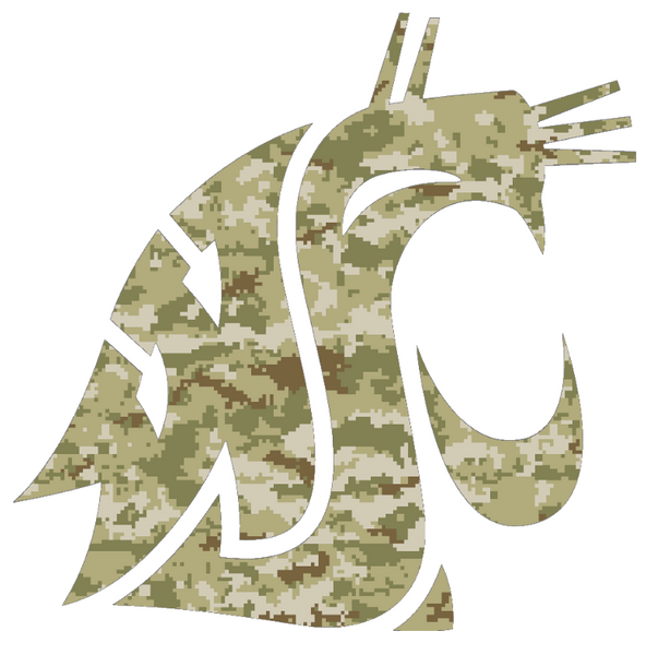 Washington State Cougars Team Logo Salute to Service Camouflage Camo Vinyl Decal PICK SIZE