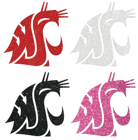 Washington State Cougars Metallic Sparkle Team Logo Premium DieCut Vinyl Decal PICK COLOR & SIZE