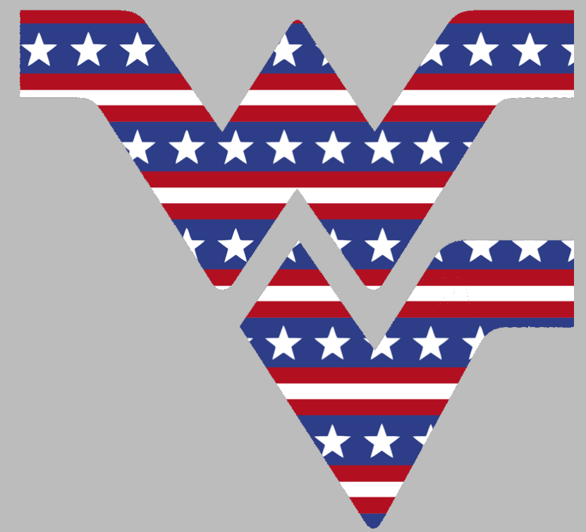 West Virginia Mountaineers Team Logo Stars & Stripes USA American Flag Vinyl Decal PICK SIZE