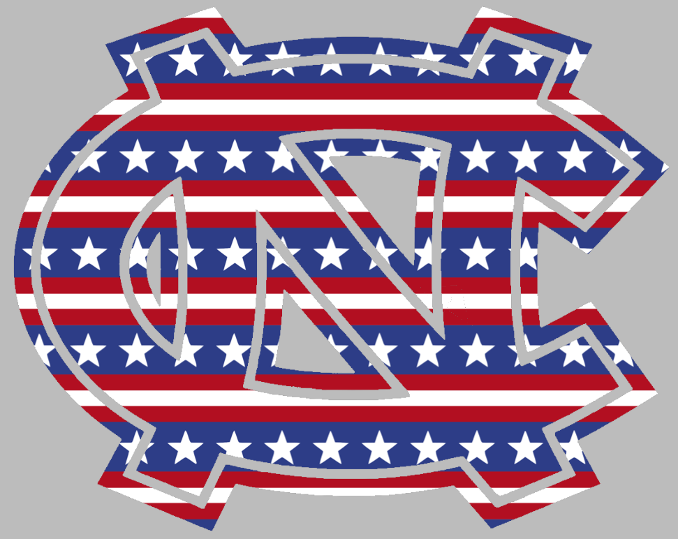 North Carolina Tar Heels Team Logo Stars & Stripes USA American Flag Vinyl Decal PICK SIZE