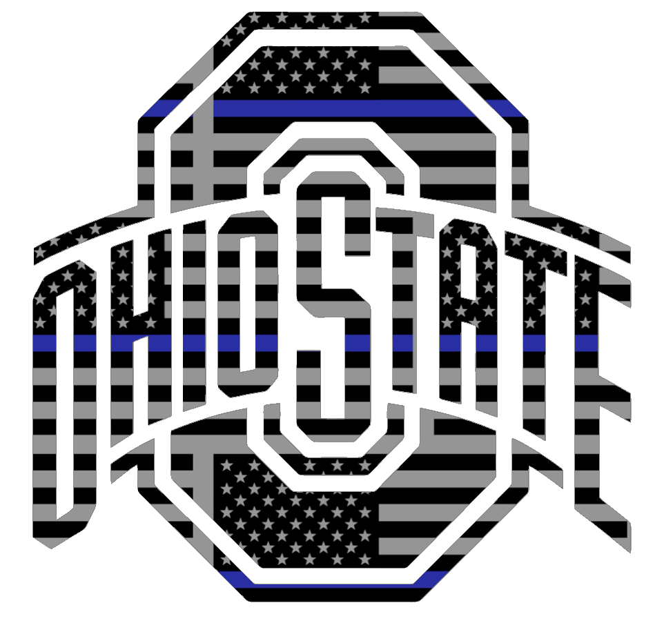 Ohio State Buckeyes Team Logo Thin Blue Line American Flag Premium DieCut Vinyl Decal PICK SIZE