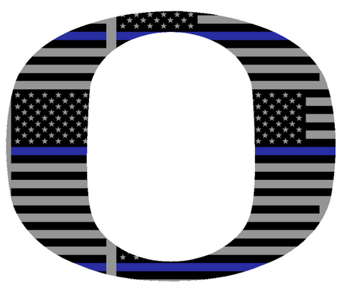 Oregon Ducks Team Logo Thin Blue Line American Flag Premium DieCut Vinyl Decal PICK SIZE