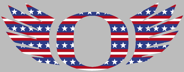 Oregon Ducks Wings Logo Stars & Stripes USA American Flag Vinyl Decal PICK SIZE