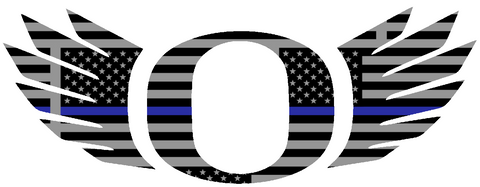 Oregon Ducks Wings Logo Thin Blue Line American Flag Premium DieCut Vinyl Decal PICK SIZE