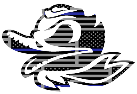 Oregon Ducks Combat Puddles Logo Thin Blue Line American Flag Premium DieCut Vinyl Decal PICK SIZE