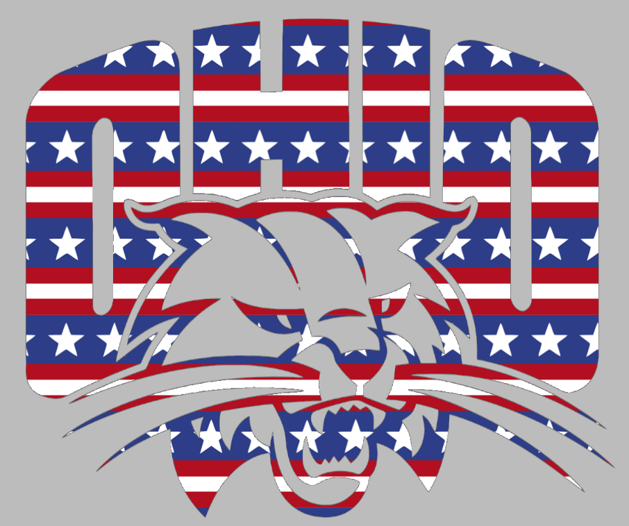 Ohio Bobcats Team Logo Stars & Stripes USA American Flag Vinyl Decal PICK SIZE