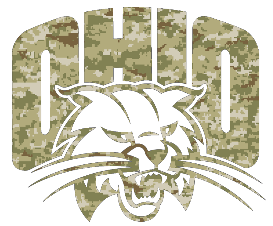 Ohio Bobcats Team Logo Salute to Service Camouflage Camo Vinyl Decal PICK SIZE