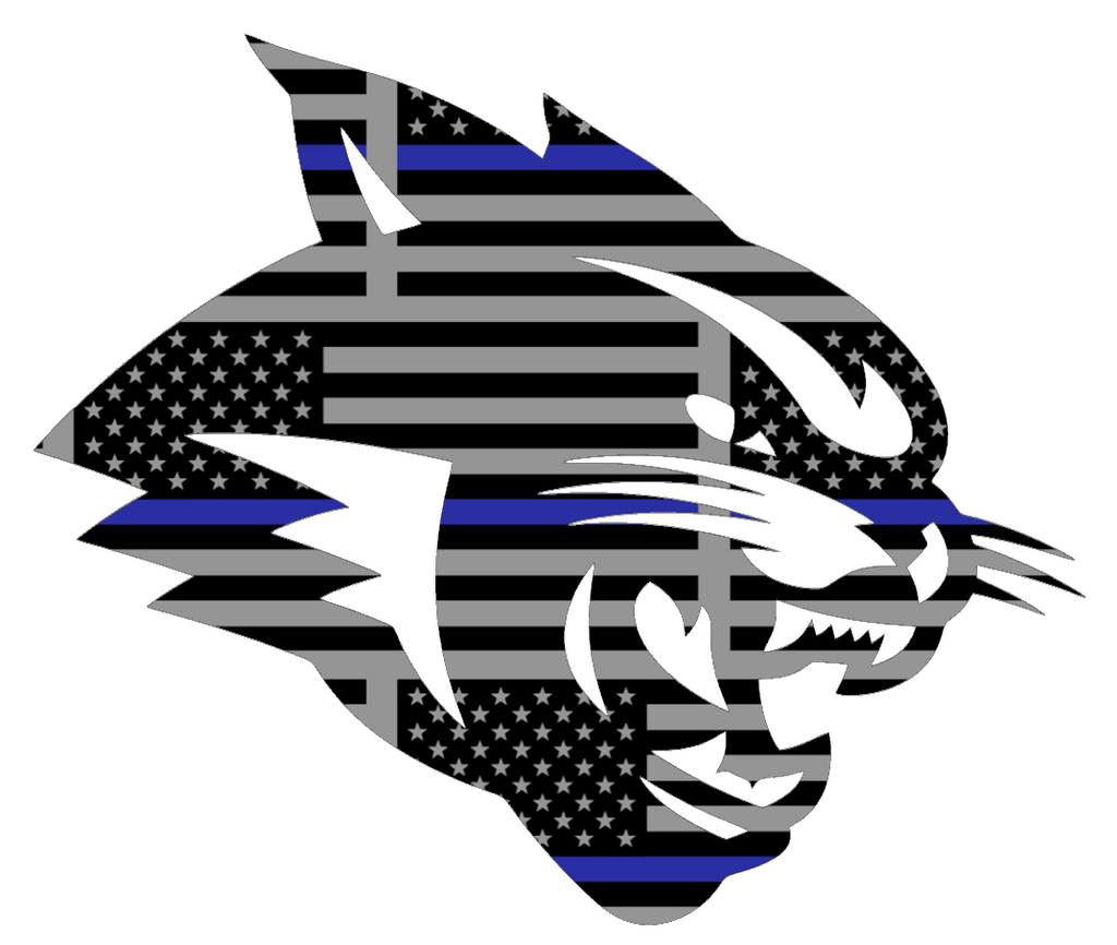 Abilene Christian Wildcats Mascot Logo Thin Blue Line American Flag Premium DieCut Vinyl Decal PICK SIZE