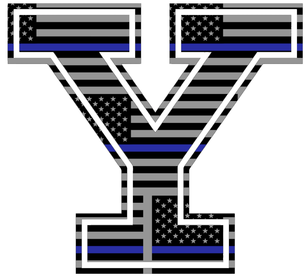 Yale Bulldogs Team Logo Thin Blue Line American Flag Premium DieCut Vinyl Decal PICK SIZE