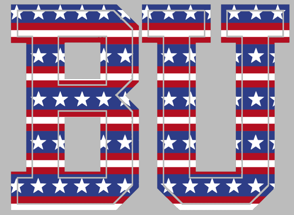 Boston University Terriers Team Logo Stars & Stripes USA American Flag Vinyl Decal PICK SIZE